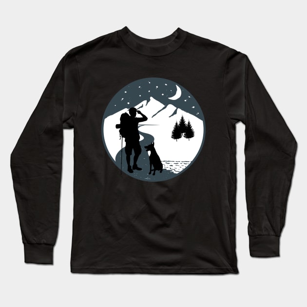 Happiness Is a Day Spent Hiking With My Dog Long Sleeve T-Shirt by NeoVice